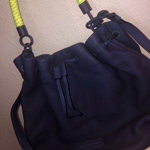 Marc Jacobs purple leather drawstring bag